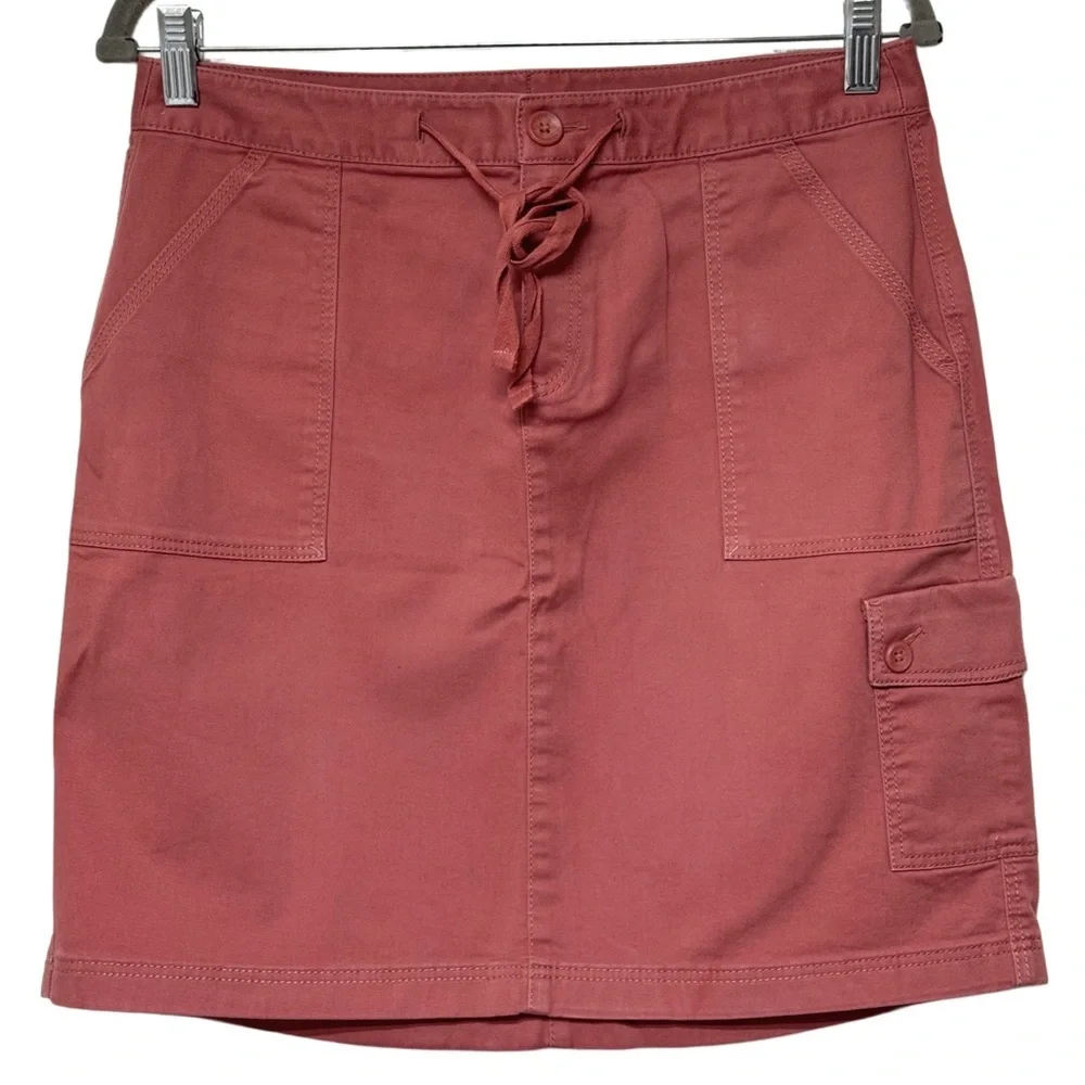 {L.L. Bean} "Favorite Fit" Cargo Khaki Style Tie Waist Knee Length Midi Skirt - Picture 5 of 5